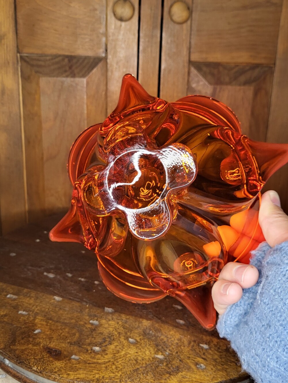 Hand-Blown Pink Glass Centerpiece Bowl - Picture 12 of 14